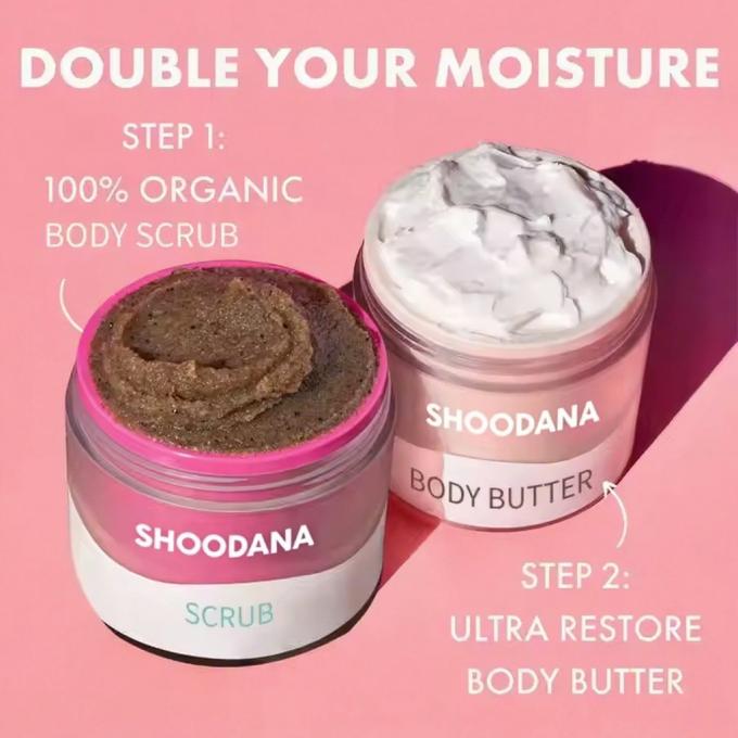 Custom body scrub and غسول gift set packaging